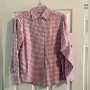 Talbots size 4, pink & white checked blouse